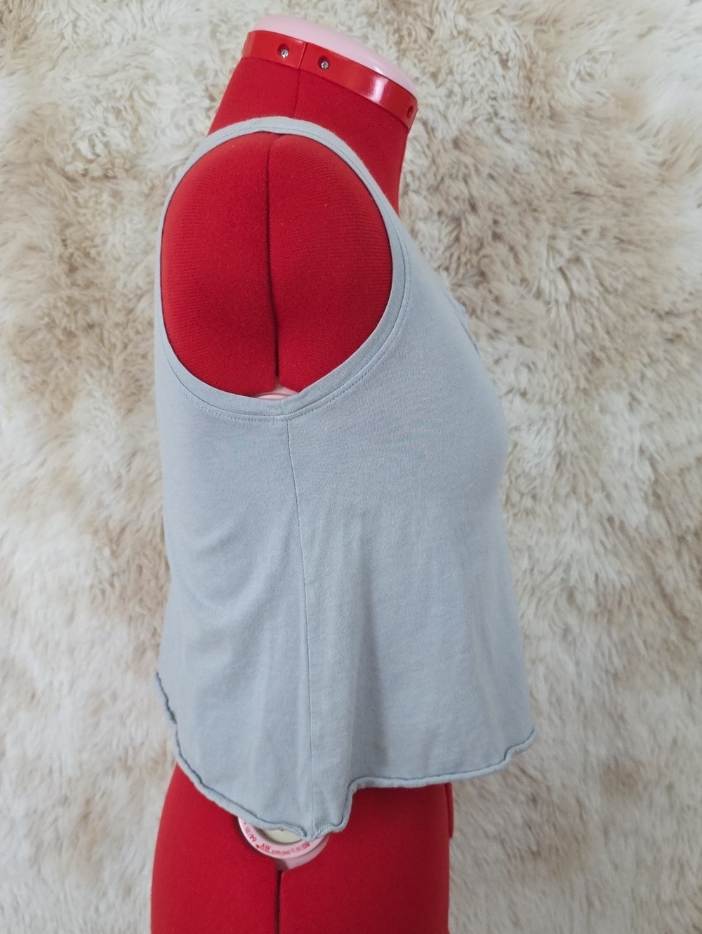 *R+D Gray Cropped Henley Tank Top Snap Front Sleeveless Women's Large 12-14 - Picture 3 of 9